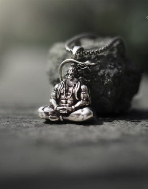 Hanuman Silver Locket With Oxidised Silver Chain darling lifestyle