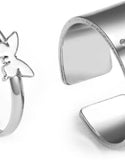 Silver - Plated Butterfly Rings for Couples Sterling Silver Ring Set darling lifestyle