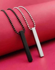 Stick Stainless Steel Black Silver Locket Pendant Necklace Chain For Boys and Men Unisex darling lifestyle