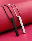 Stick Stainless Steel Black Silver Locket Pendant Necklace Chain For Boys and Men Unisex darling lifestyle